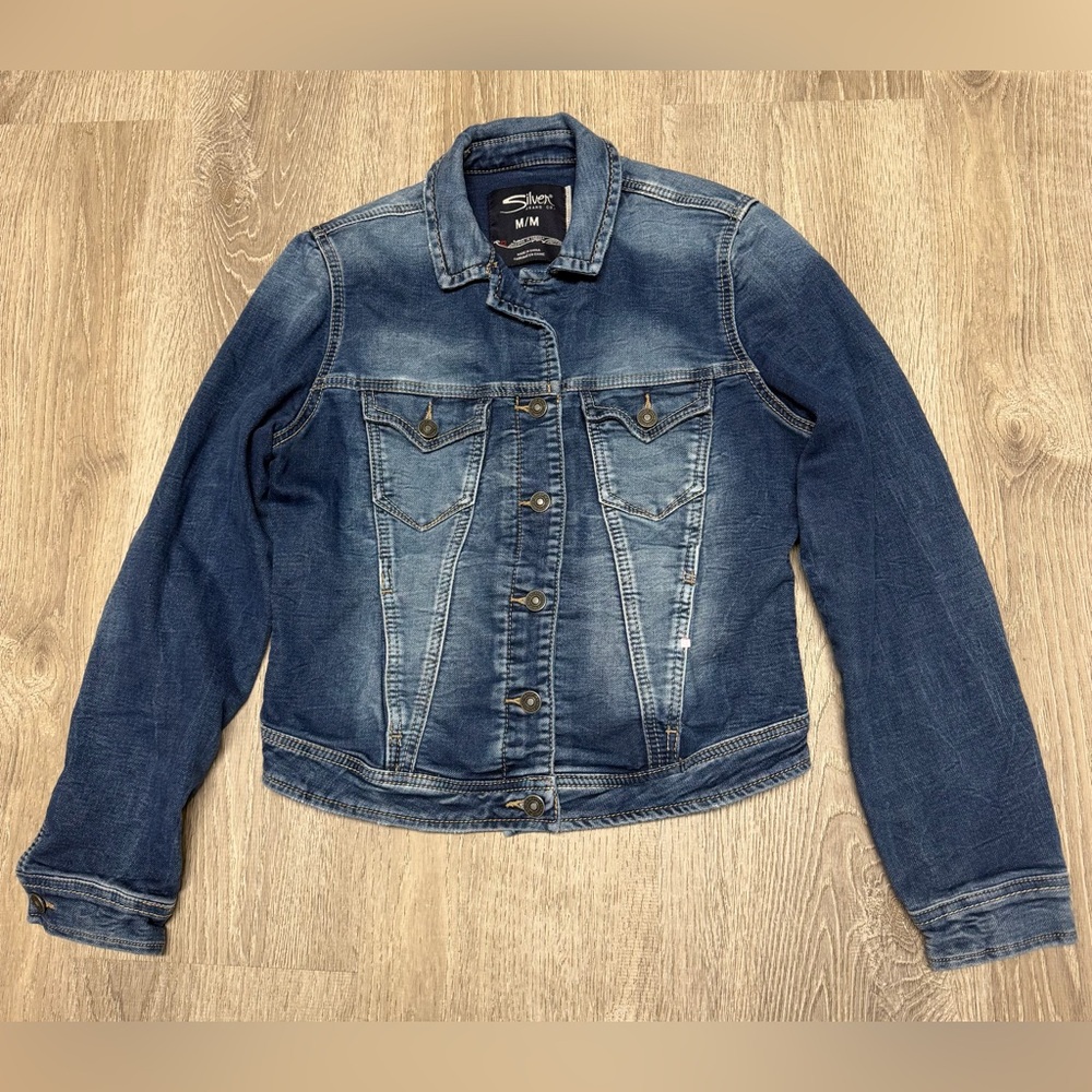 Silver Jeans Classic Blue Denim crop Jacket